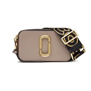 NEW Marc Jacobs Beige Brown Cement Grey The Snapshot Camera Crossbody Bag Purse